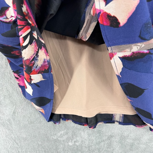 Adrianna Papell Dress 2 Floral Event Career Classic Stretch Lined Zip Blue Pink - Picture 9 of 15